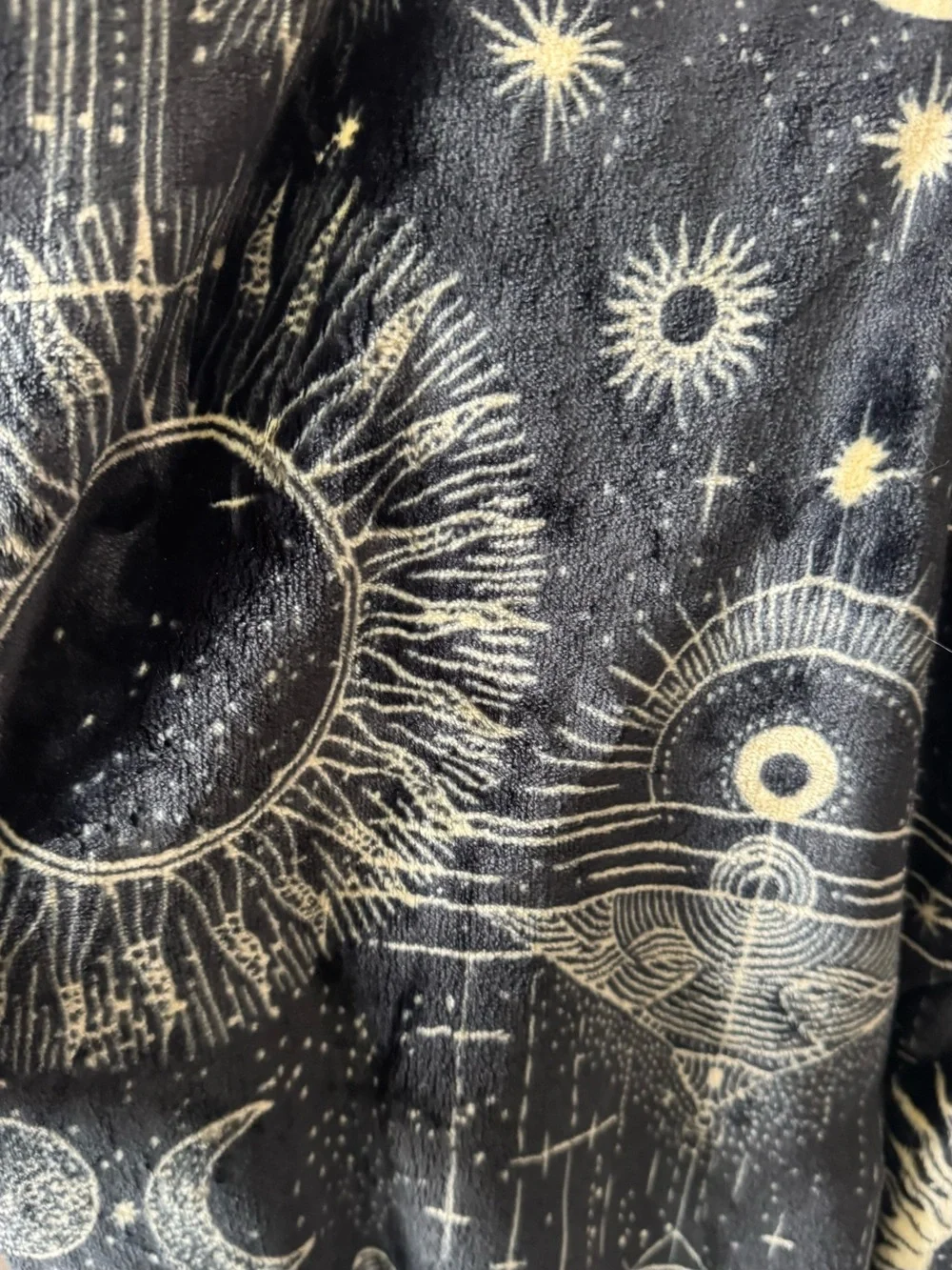 Moon & Fortune Oversized Plush Throw Blanket 60x70 Black Gold Celestial